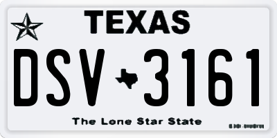 TX license plate DSV3161