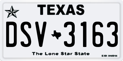 TX license plate DSV3163