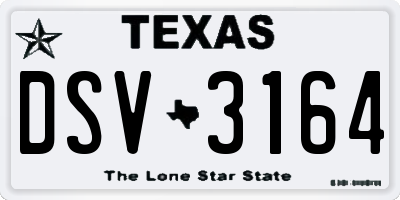 TX license plate DSV3164