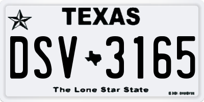 TX license plate DSV3165