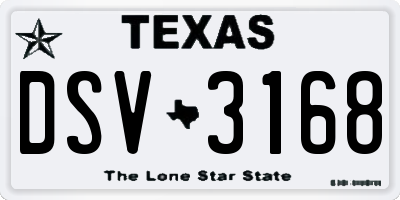 TX license plate DSV3168