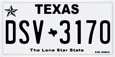 TX license plate DSV3170