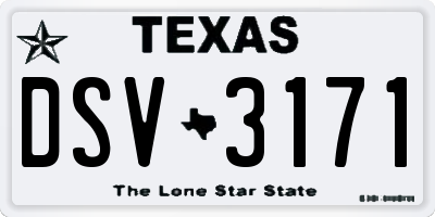 TX license plate DSV3171