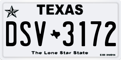 TX license plate DSV3172