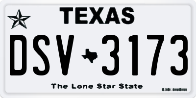 TX license plate DSV3173