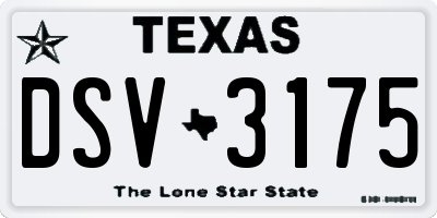 TX license plate DSV3175