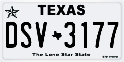 TX license plate DSV3177