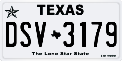 TX license plate DSV3179