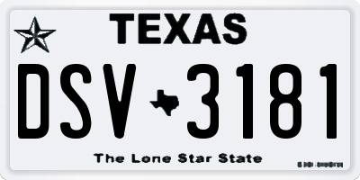 TX license plate DSV3181