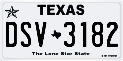 TX license plate DSV3182