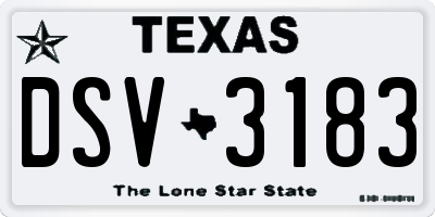 TX license plate DSV3183