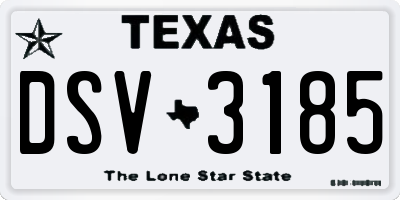 TX license plate DSV3185