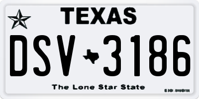 TX license plate DSV3186