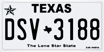 TX license plate DSV3188