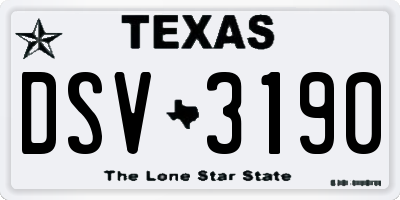 TX license plate DSV3190