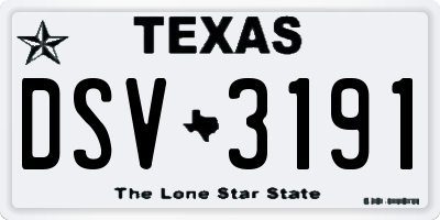 TX license plate DSV3191