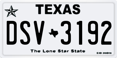 TX license plate DSV3192