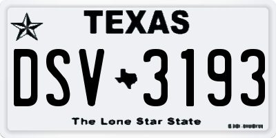 TX license plate DSV3193