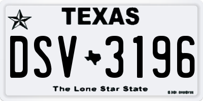 TX license plate DSV3196