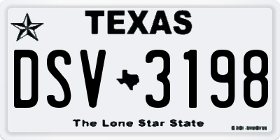TX license plate DSV3198