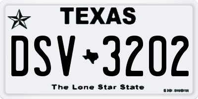 TX license plate DSV3202