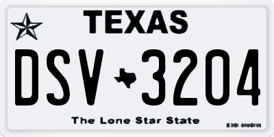 TX license plate DSV3204