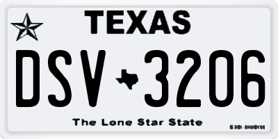 TX license plate DSV3206