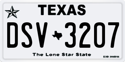 TX license plate DSV3207