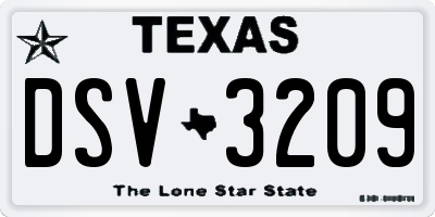 TX license plate DSV3209