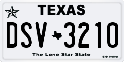 TX license plate DSV3210