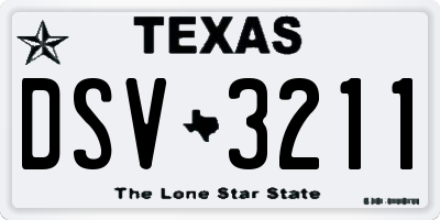 TX license plate DSV3211