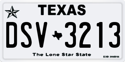 TX license plate DSV3213
