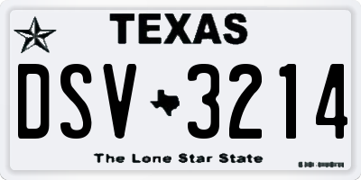 TX license plate DSV3214