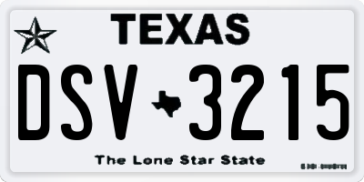 TX license plate DSV3215