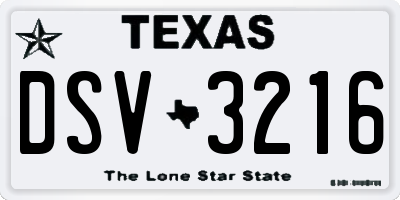 TX license plate DSV3216