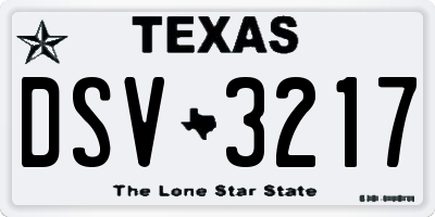 TX license plate DSV3217