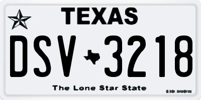 TX license plate DSV3218