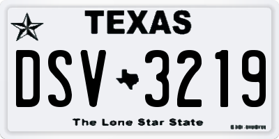 TX license plate DSV3219