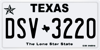 TX license plate DSV3220