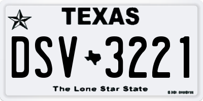 TX license plate DSV3221