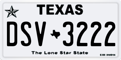 TX license plate DSV3222