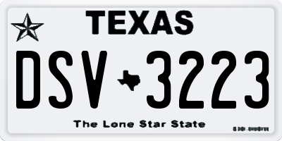 TX license plate DSV3223