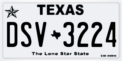 TX license plate DSV3224