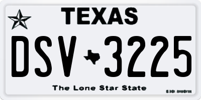 TX license plate DSV3225