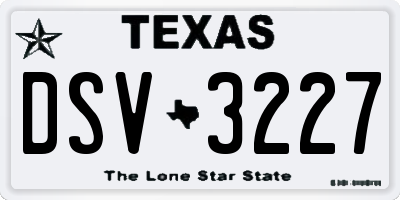 TX license plate DSV3227