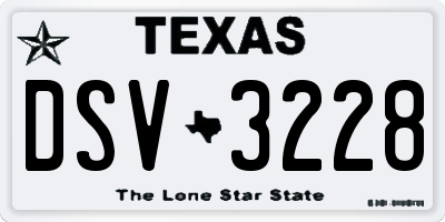 TX license plate DSV3228