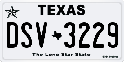 TX license plate DSV3229