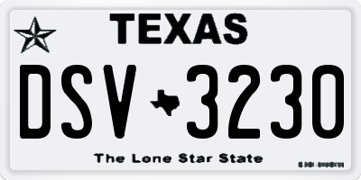 TX license plate DSV3230
