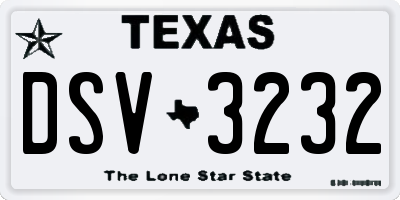 TX license plate DSV3232