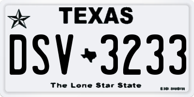 TX license plate DSV3233